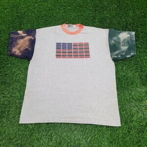 Vintage 90s USA Colorblock Shirt L/XL 23x28 Gray Spellout